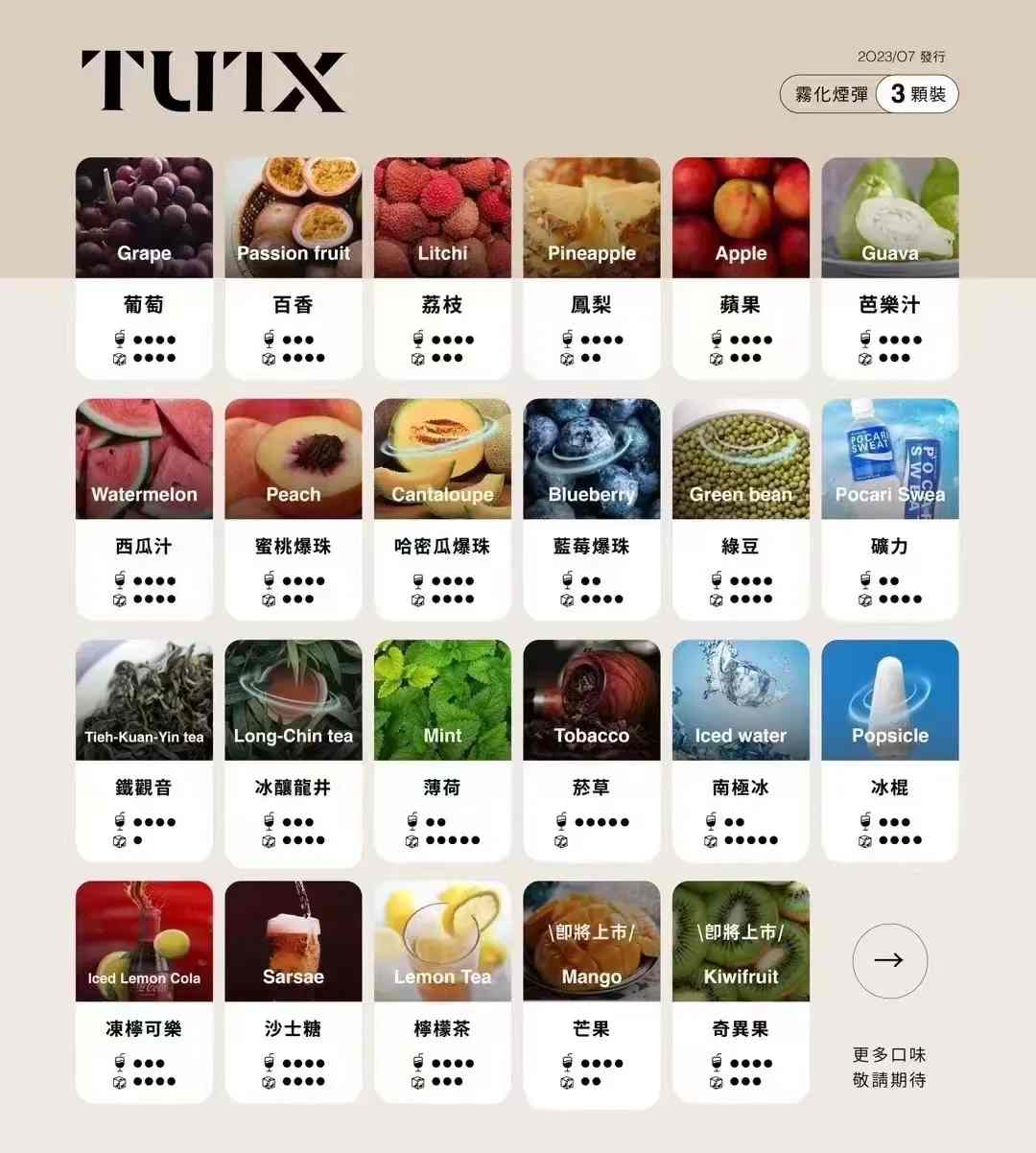 TUTX煙彈  一代通用 一盒三入  特點：和SP2口味很像